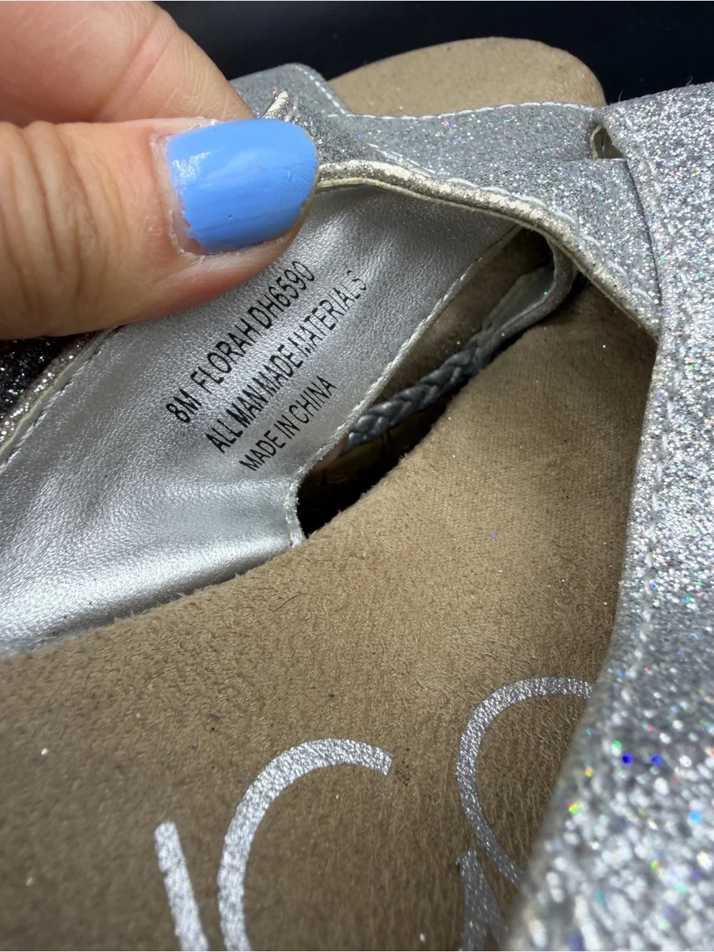 jcpenney Silver Glitter Cork Wedge Sandals